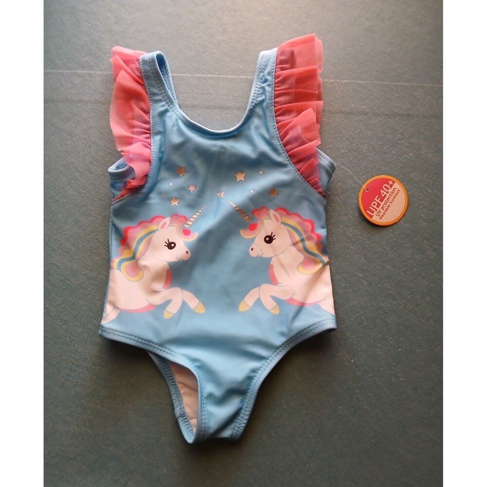 Girls Unicorn One Piece Swimsuit 12month old  UV Protection NWT